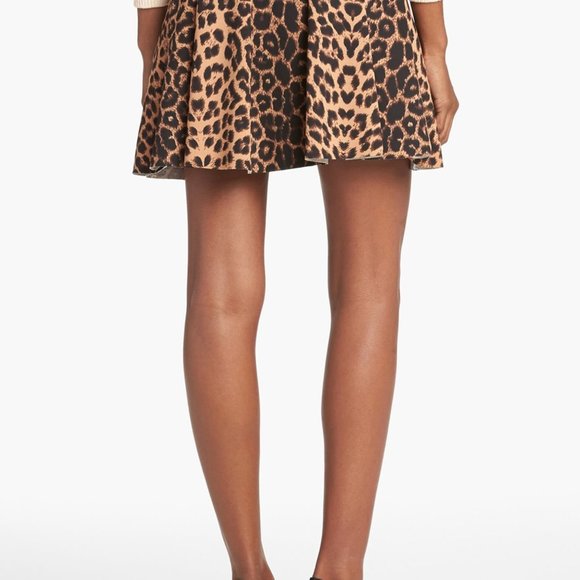 NWOT Neoprene Leopard Print Skater Skirt Nordstrom - Picture 2 of 10